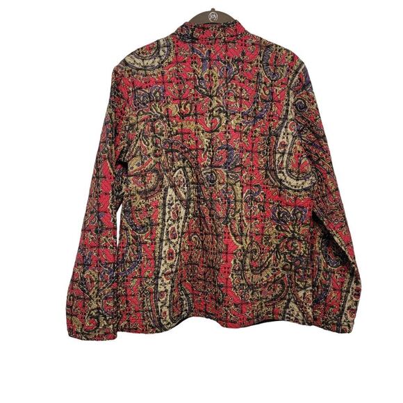 Chicos Reversible Jacket Size 1 (Small 8 ) Quilted Paisley Lightweight Cotton - Picture 2 of 11